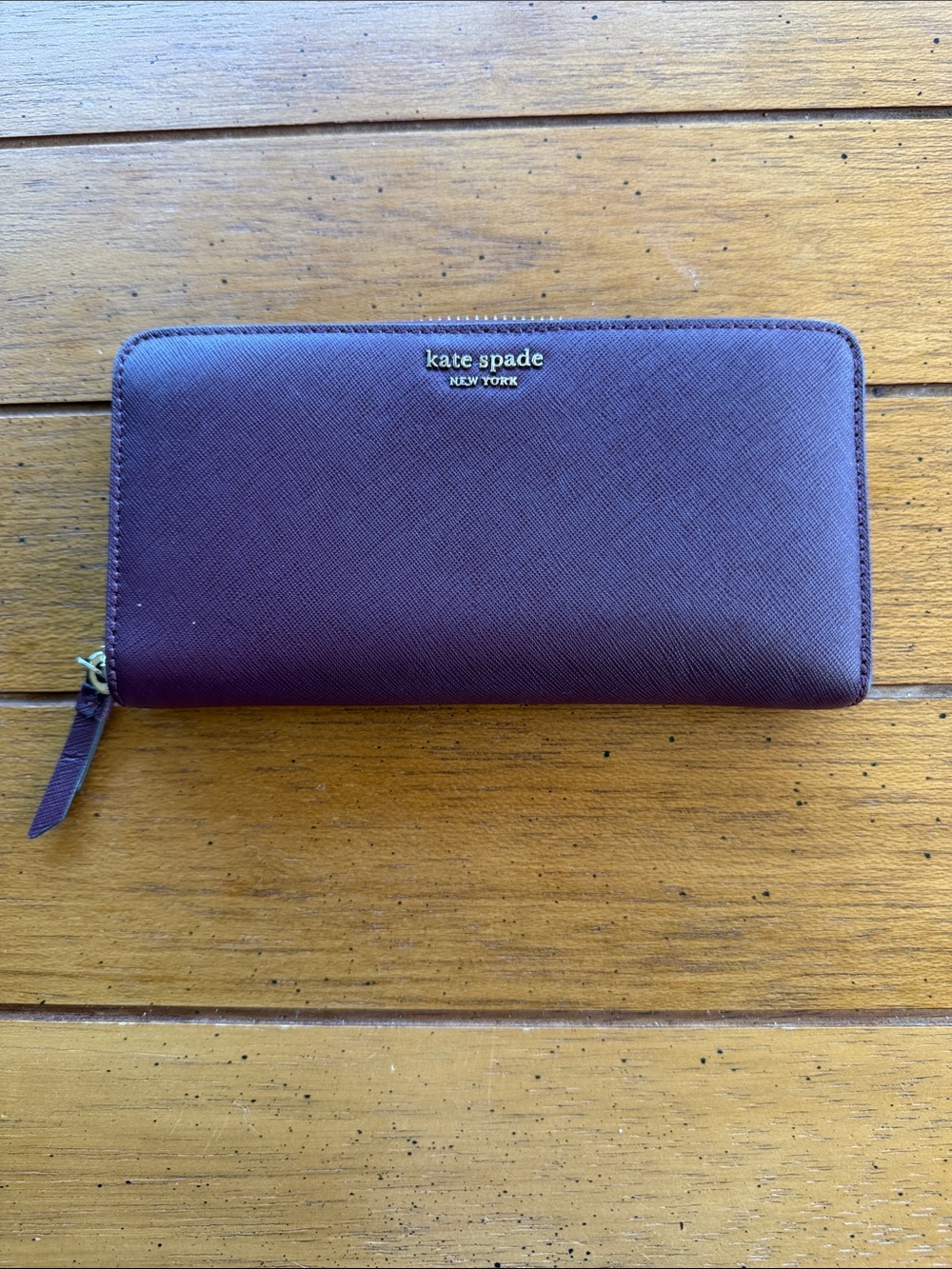 kate spade cherrywood zip-around large continental wallet
